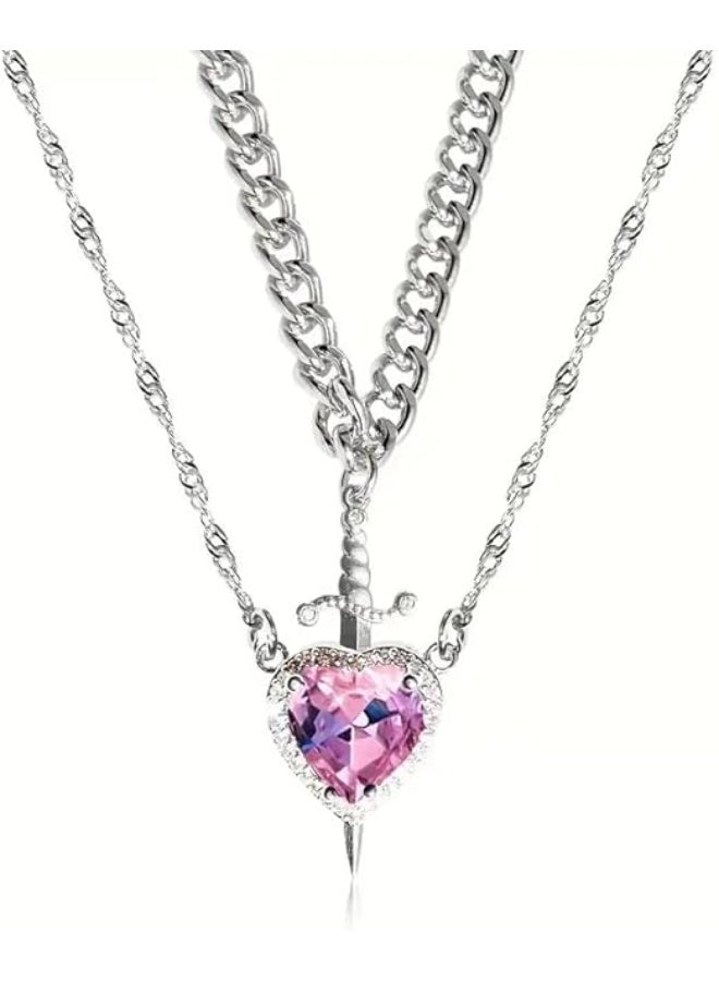 فيروز جوليري قلادة كابلز بتصميم قلب وسيف من الستانلس ستيل عالي الجودة تجمع بين رمزية الحب والقوة في قطعة أنيقة وفريدة، ، مثالية للأزواج والعشاق،من فيروز جوليري. - Image 1