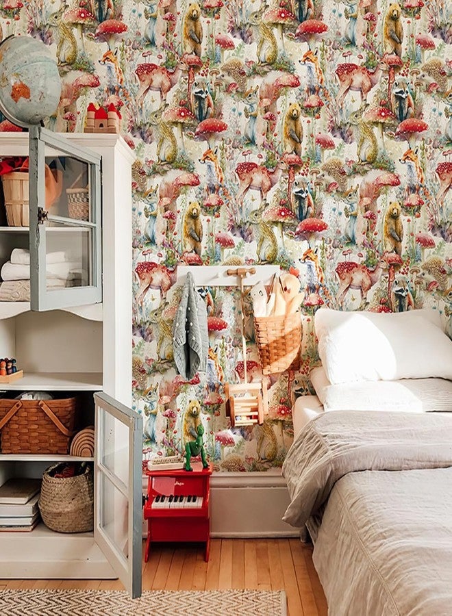 WY-BSO Adhesive Shelf Liner,Mushrooms and Animals Contact Paper for Cabinets,Vinyl Film Decorative Drawer Liner for Bedroom Dresser Sticker 17.3 inch x 118 inch (Colorful, 118x17.3inch) - Image 5