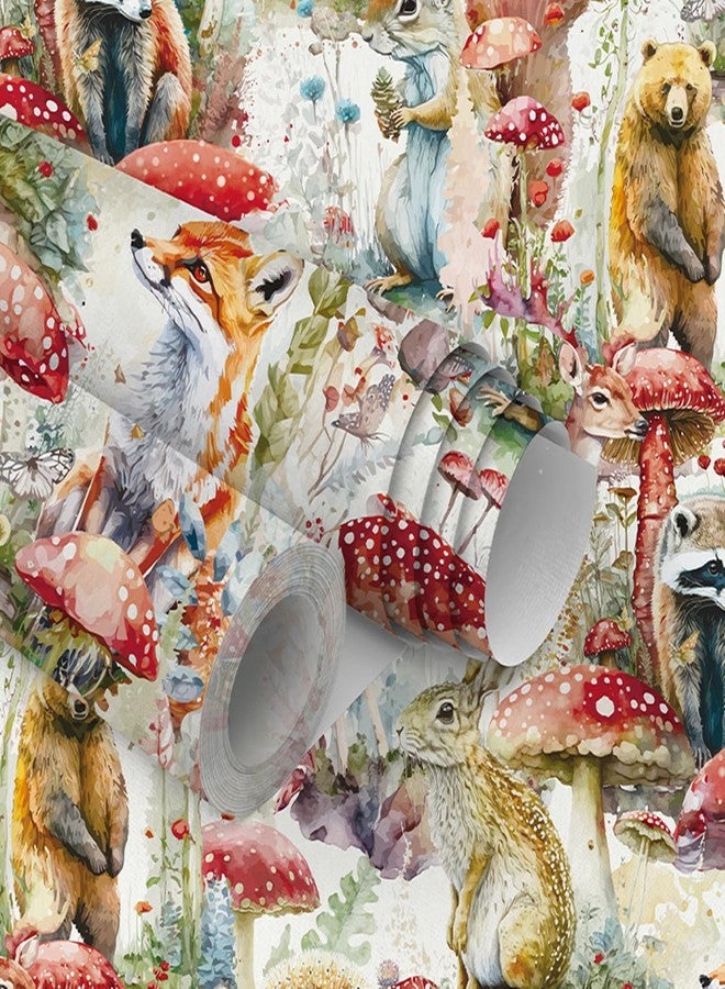 WY-BSO Adhesive Shelf Liner,Mushrooms and Animals Contact Paper for Cabinets,Vinyl Film Decorative Drawer Liner for Bedroom Dresser Sticker 17.3 inch x 118 inch (Colorful, 118x17.3inch) - Image 2