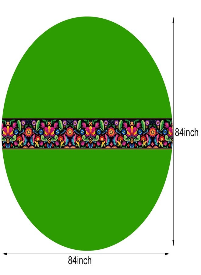 اودين أودين، 6 قطع، مفرش طاولة مكسيكي دائري، 84 بوصة، غطاء طاولة بلاستيكي مقاوم للماء، مفرش طاولة مكسيكي للاستخدام مرة واحدة، مزين بنقوش ملونة، غطاء طاولة لحفلات كرنفال سينكو دي مايو (متعدد الألوان) - Image 2