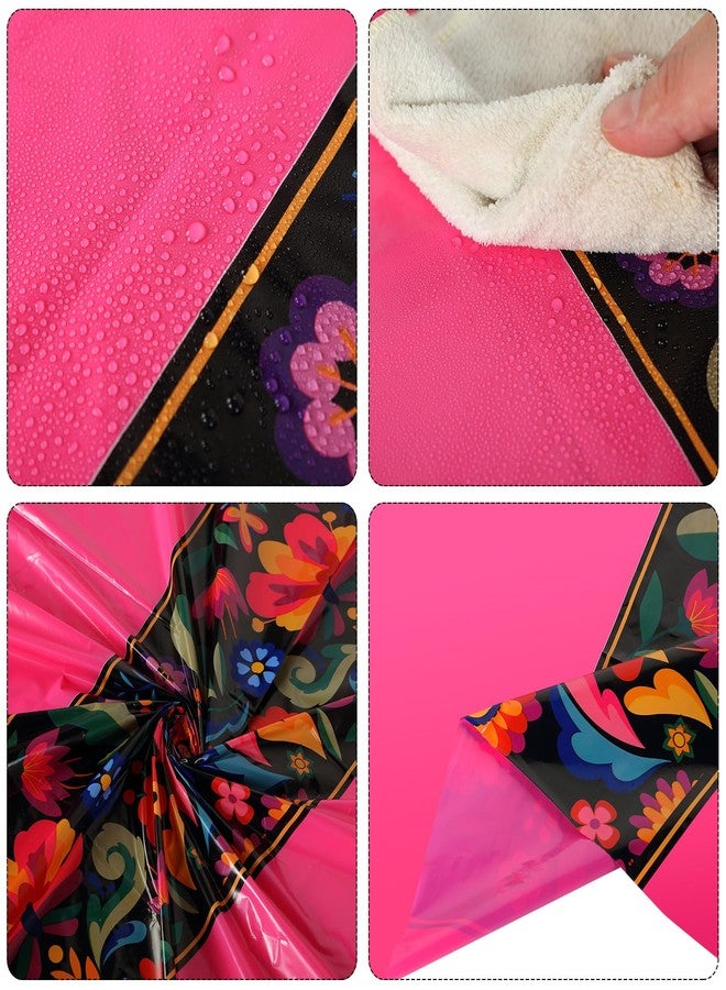 اودين أودين، 6 قطع، مفرش طاولة مكسيكي دائري، 84 بوصة، غطاء طاولة بلاستيكي مقاوم للماء، مفرش طاولة مكسيكي للاستخدام مرة واحدة، مزين بنقوش ملونة، غطاء طاولة لحفلات كرنفال سينكو دي مايو (متعدد الألوان) - Image 3