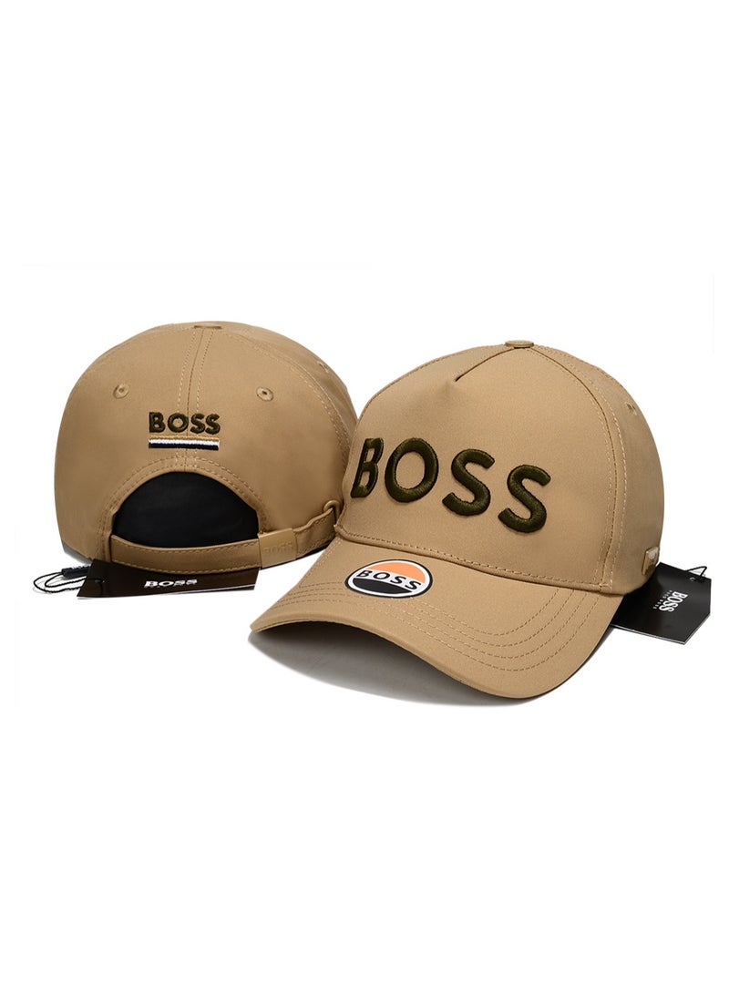 BOSS Khaki Baseball Cap with Embroidered Logo