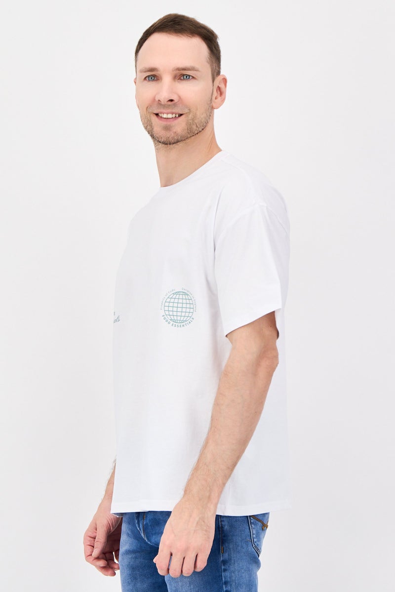 Fudo Men Crew Fit Short Sleeve Graphic Print T-Shirt, White - Image 2