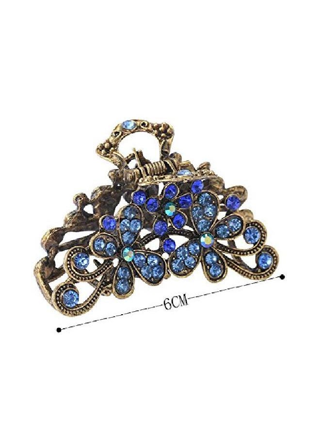 Suoirblss Women Retro Metal Hair Accessories Rhinestone Fancy Hair Claw Jaw Clips Pins Fashion Flowers Hair Catch Barrette (B)  - Image 3