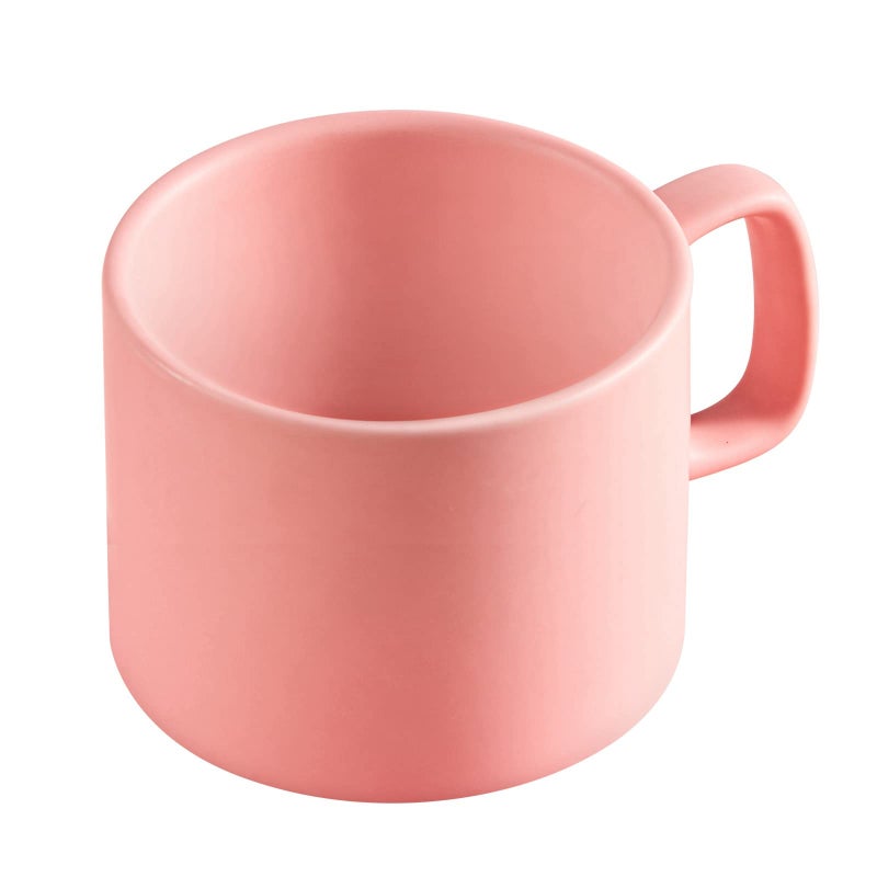VOBAGA Coffee Mug 11 oz Tea Cup with FlatBottom Warming Coffee Milk for Office and HomePink