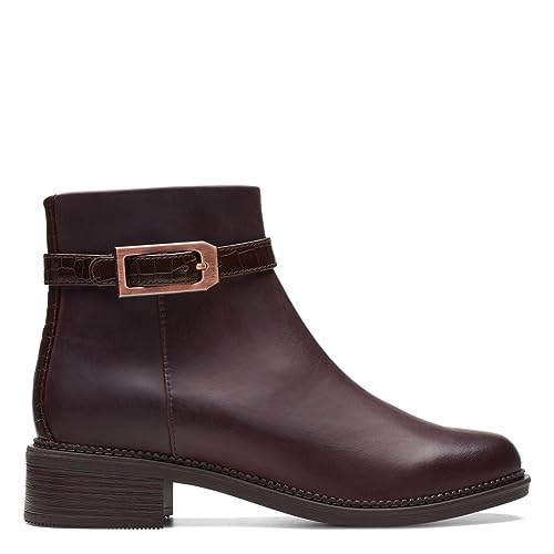 Clarks Women's Maye Grace Fashion Boot, Bordeaux Leather, 5 - Image 2