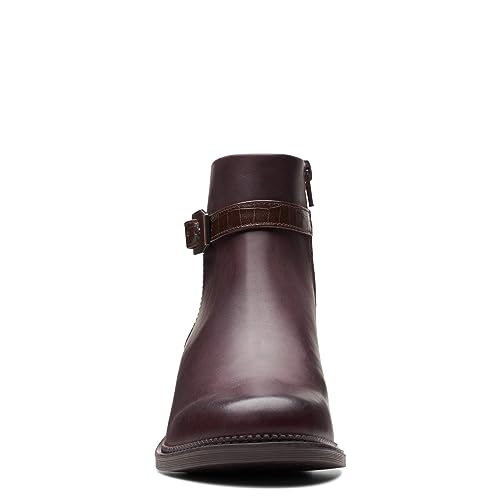 Clarks Women's Maye Grace Fashion Boot, Bordeaux Leather, 5 - Image 3
