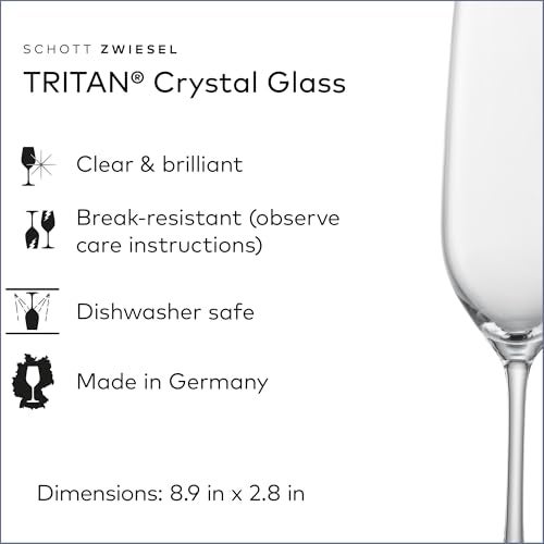 SCHOTT ZWIESEL Forté Champagne Flute (Set of 6), Champagne Glasses with Effervescence Point, Dishwasher-Safe Machine-Made Tritan Crystal Glasses, Made in Germany (8 Ounce) - Image 2
