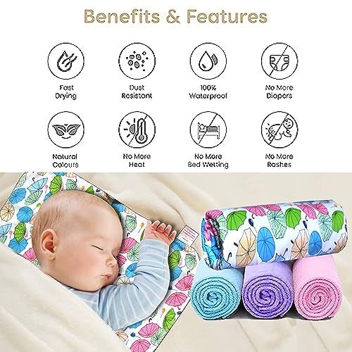 Vparents Diaper Changing Mat Sleeping mats Water Proof Bed Protector with one Side Fabric New Born Baby (65cm x 45 cm) (0-6 Months) - Image 5