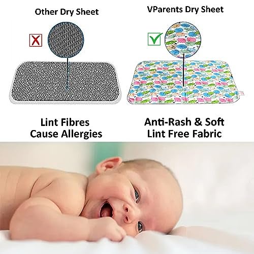Vparents Diaper Changing Mat Sleeping mats Water Proof Bed Protector with one Side Fabric New Born Baby (65cm x 45 cm) (0-6 Months) - Image 3