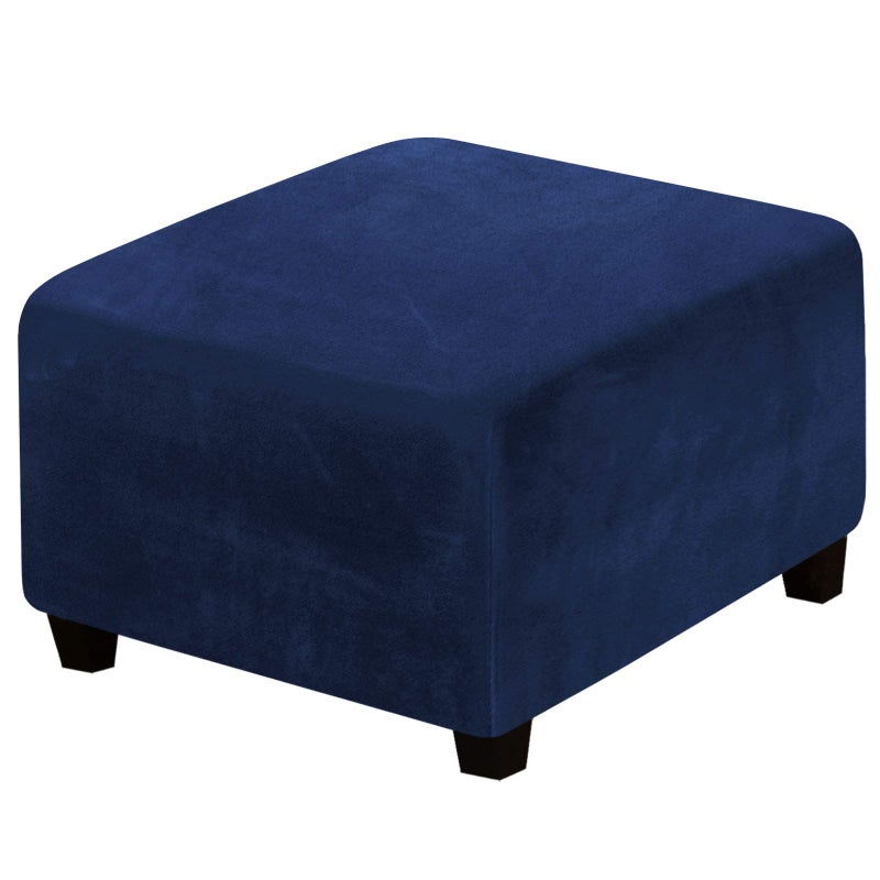 H.VERSAILTEX HVERSAILTEX Square Ottoman Covers Ottoman Slipcover Square Footstool Protector Covers Storage Stool Ottoman Covers Stretch with Elastic Bottom Feature Real Velvet Plush Fabric Navy 