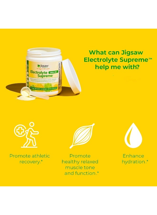 Jigsaw Health مسحوق مشروب إلكتروليت سوبريم - بنكهة الليمون واللايم اللذيذة - مجموعة واسعة من الإلكتروليتات + المعادن النادرة - 60 حصة (ليمون لايم، جرة) - Image 4