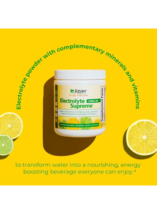 Jigsaw Health مسحوق مشروب إلكتروليت سوبريم - بنكهة الليمون واللايم اللذيذة - مجموعة واسعة من الإلكتروليتات + المعادن النادرة - 60 حصة (ليمون لايم، جرة) - Image 3