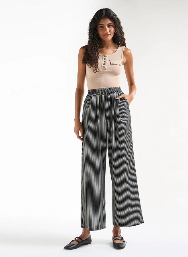 Splash FAV Ribbed Tank Top with Round Neck and Flap Detail