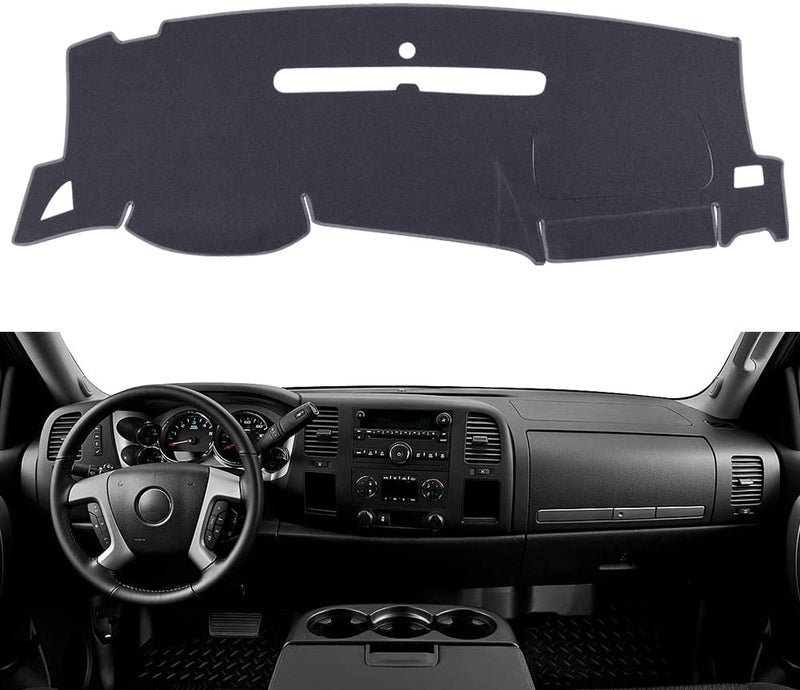 BLIBLIUNIT Dashboard Cover for GMC Sierra and Chevrolet Silverado Fits 20072013 Models with Two Glove Boxes Custom Fit Dash Mat Wont Break Dash SensorsPremium Carpet Gray