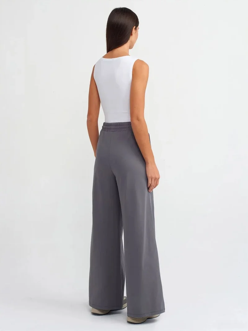 ديلفين DILVIN Textured Cotton Wide-Leg Trousers