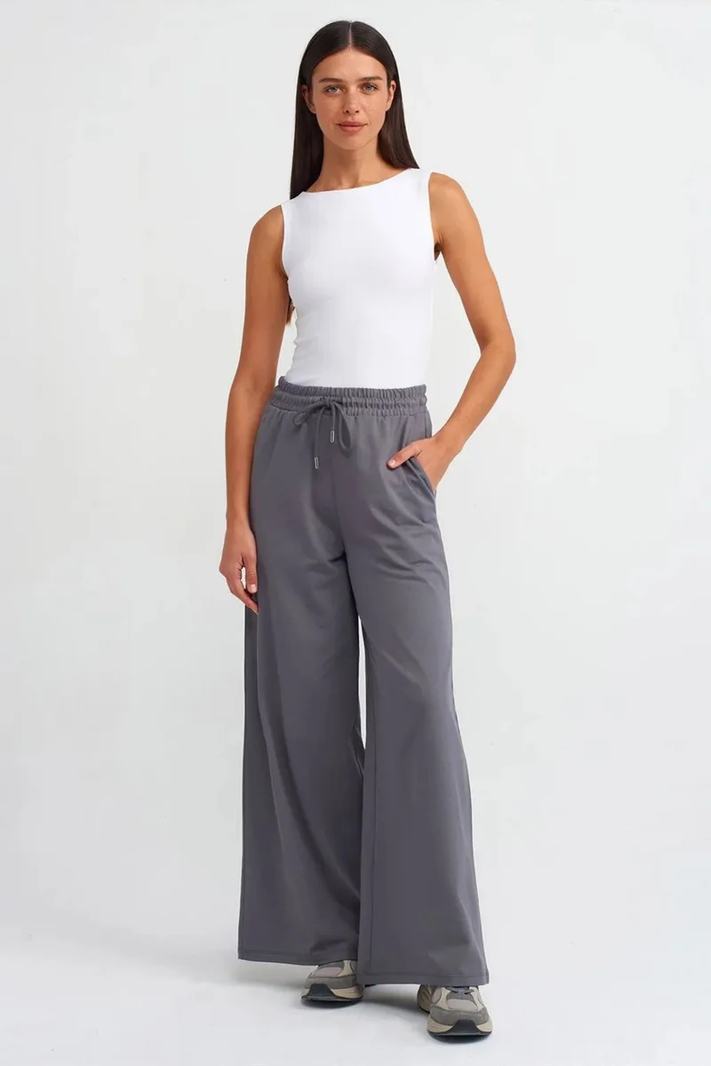 DILVIN Textured Cotton Wide-Leg Trousers