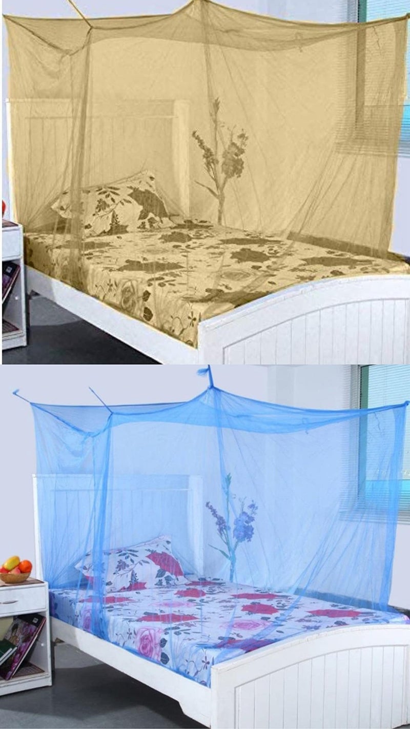 Neekshaa Combo Pack Mosquito Net for Single Bed Nylon Mosquito Net for Baby | Bedroom | Family_Size-6x3 FT_Color-Yellow,Blue - Image 1