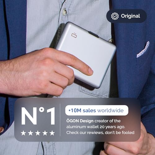 ÖGON -DESIGNS- Aluminum wallet, Large capacity, RFID Protection against fraud and demagnetization, Smart Case BIG STOCKHOLM model (Aluminum Silver) - Image 4