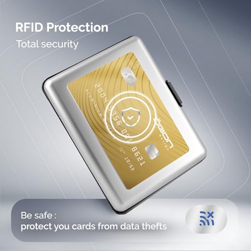 ÖGON -DESIGNS- Aluminum wallet, Large capacity, RFID Protection against fraud and demagnetization, Smart Case BIG STOCKHOLM model (Aluminum Silver) - Image 5