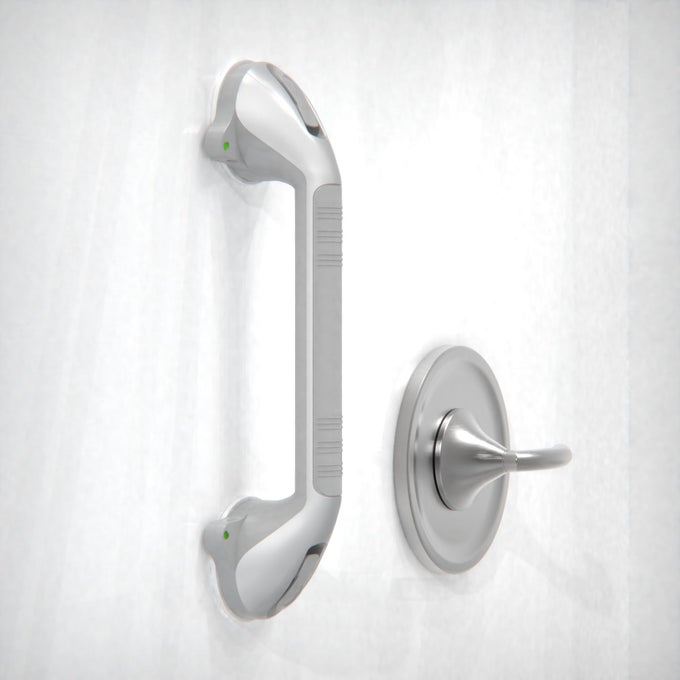 17INCH SUCTION SHOWER GRAB BAR WITH INDICATORS TOOLFREE INSTALLATION STEADY HANDLE FOR BALANCE ASSIST FOR BATHTUBBATHROOMTOILET DUAL TONE SILVERGREY