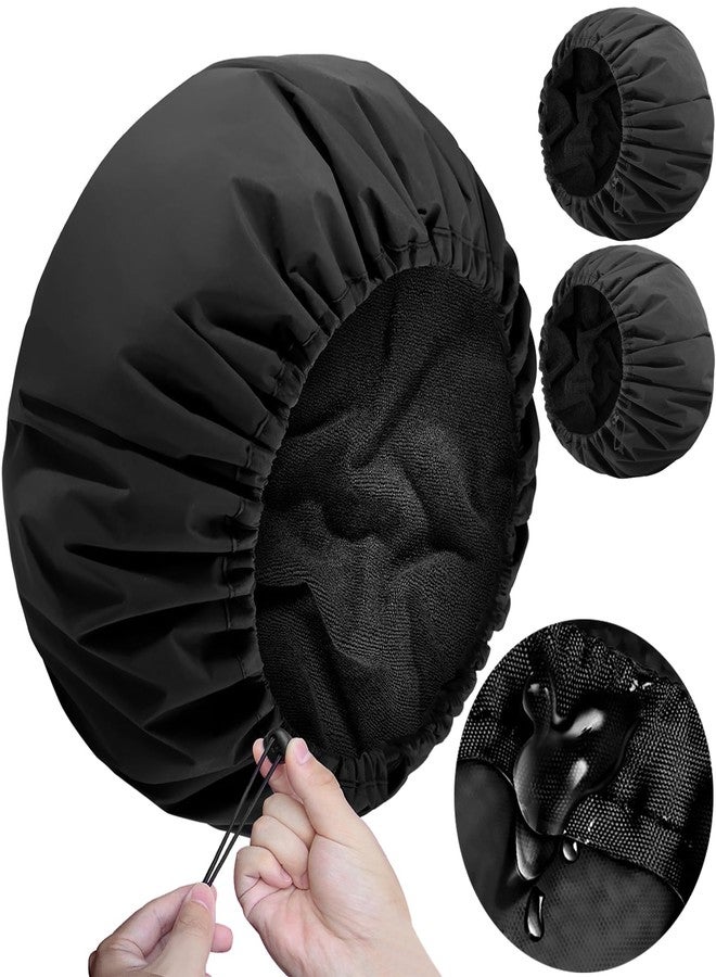 Sheomern 2 Pcs 13.5" Dual Waterproof Adjustable Terry Lined Shower Cap for Women Men, Large Shower Caps Reusable EVA Double Layer Bath Cap for Braids, Long Hair, Dreadlocks, Locs - Image 1
