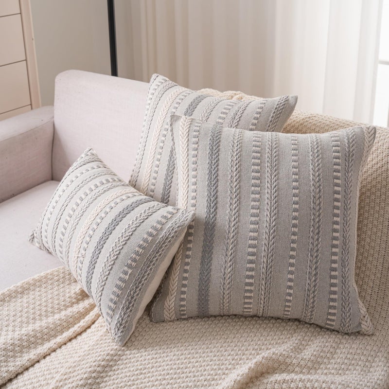 Cethom Boho Lumbar Pillow Covers 14x36 Long, Farmhouse Decorative Couch Pillow Cases, Grey Accent Pillows of Bed, Sofa Bedroom Living Room Home Decor Cushion Cover, Pack of 1 - Image 5