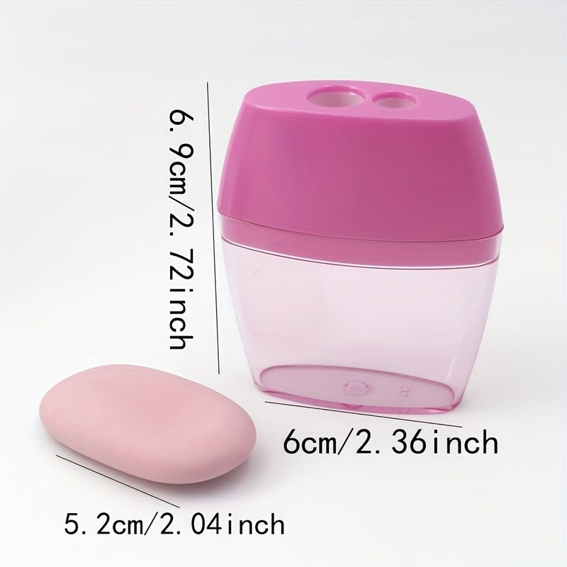 2pcs Set Eraser And Pencil Sharpener Set Black Eraser And Beige Sharpener Cute Oval Eraser For Daily Use Christmas Halloween Gift - Image 4