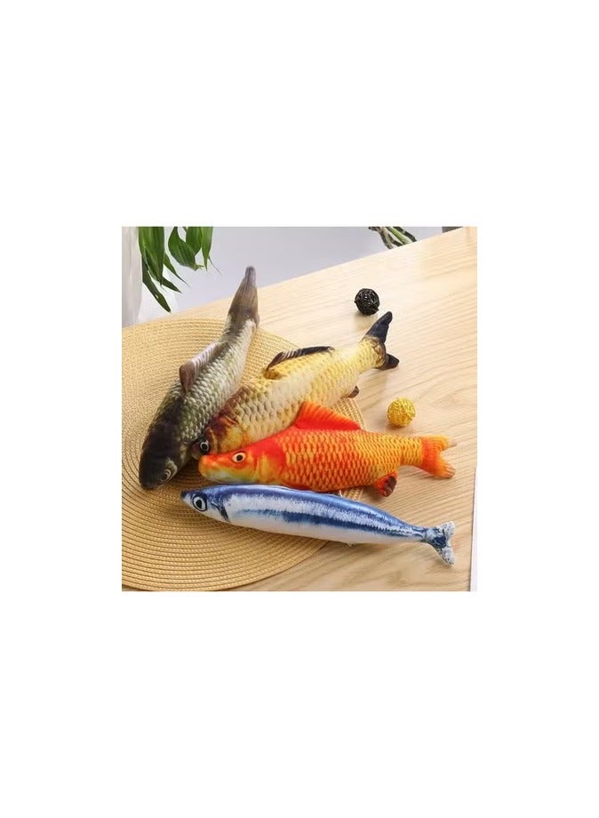 مجموعة 4 قطع العاب قطنية للقطط للعب فيها ناعمه و مخمليه ثلاثية الأبعاد عباره عن وساده على شكل أسماك منوعه نابضة بالحياة حجم كل وساده الحجم الفعلي لسمكة الحقيقية تستخدم للعب فيها مع القطط او لتزين المنزل على الاريكة او في السيارة - Image 2