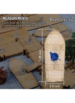 CZYY Wooden Row Boat 2Pcs Laser Cut Hold Eight 1" Miniatures(Not Included) Perfect For D&D, Dungeons And Dragons, Pathfinder Or Other Tabletop Rpgs  - Image 3