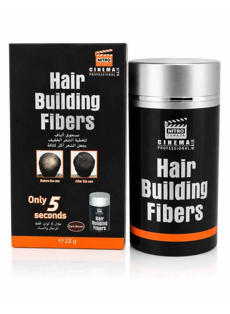 Nitro Canada Hair Building Fibers, Instant Hair Thickening Powder, Dark Brown, 22g - Image 2