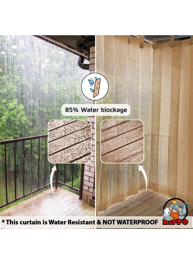 Hippo HIPPO - PE 85% Outdoor Sun Blocking Balcony Curtains Loop UV Protection, Sun Shading Light Filtering, Temperature Reducing 9 ft Long Door Curtain, Set of 2 pcs (Beige || 4.5FTX9FT) - Image 3
