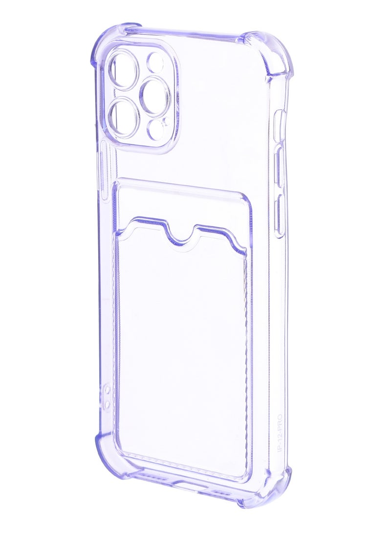 Generic - Silicone Back Phone Protection Cover With Silicone Pocket And Safety Edges For Iphone 12 Pro 6.1 - Transparent Purple - Image 1