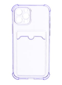 Silicone Back Phone Protection Cover With Silicone Pocket And Safety Edges For Iphone 12 Pro 6.1 - Transparent Purple