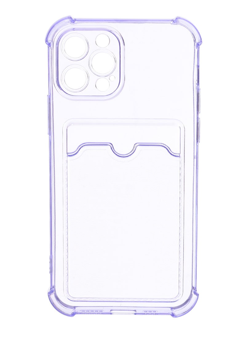 Generic - Silicone Back Phone Protection Cover With Silicone Pocket And Safety Edges For Iphone 12 Pro 6.1 - Transparent Purple - Image 1