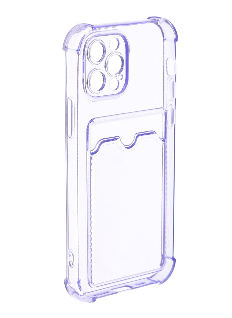 Generic - Silicone Back Phone Protection Cover With Silicone Pocket And Safety Edges For Iphone 12 Pro 6.1 - Transparent Purple - Image 1