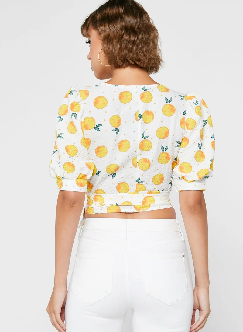 Ginger Printed Wrap Top