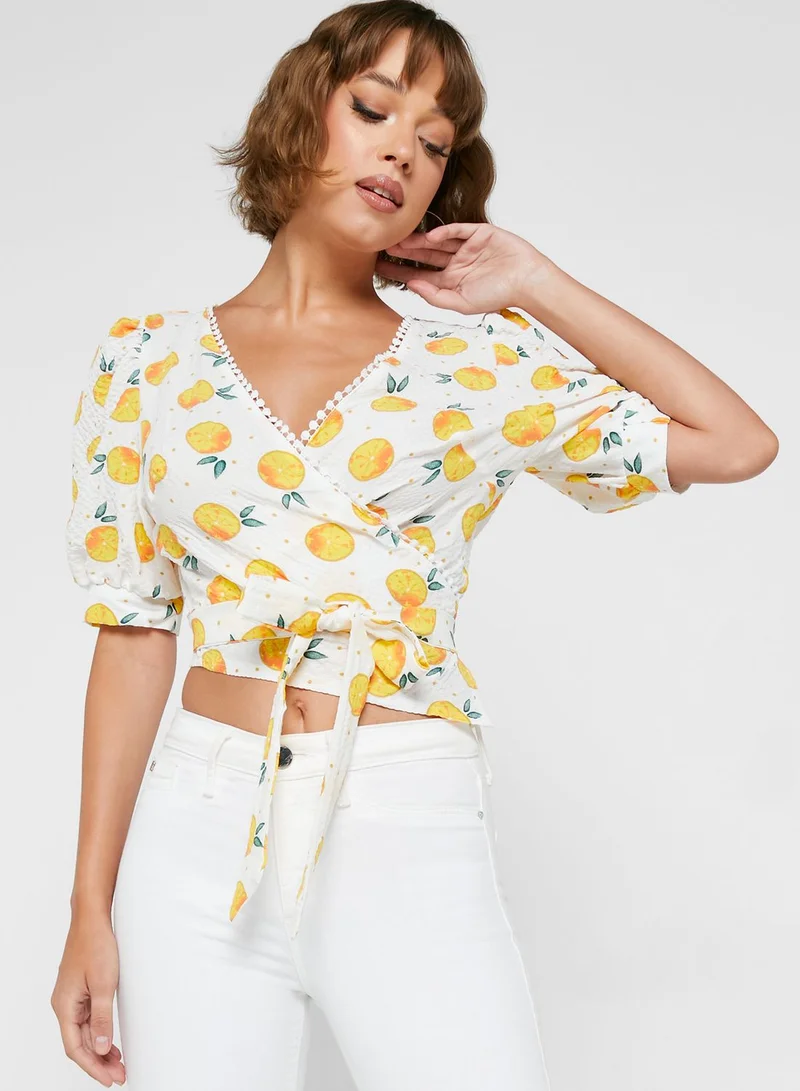 Ginger Printed Wrap Top