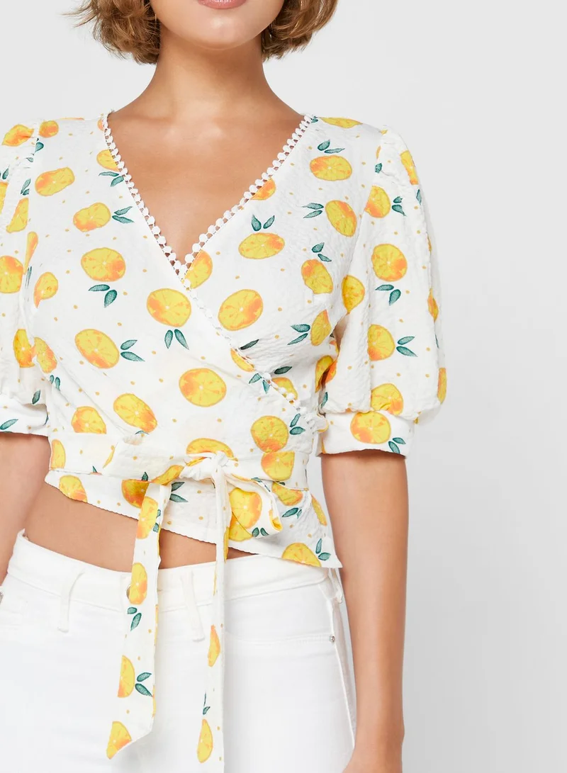 Ginger Printed Wrap Top