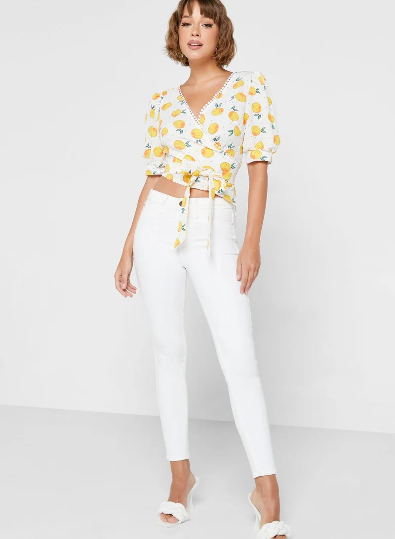 Ginger Printed Wrap Top