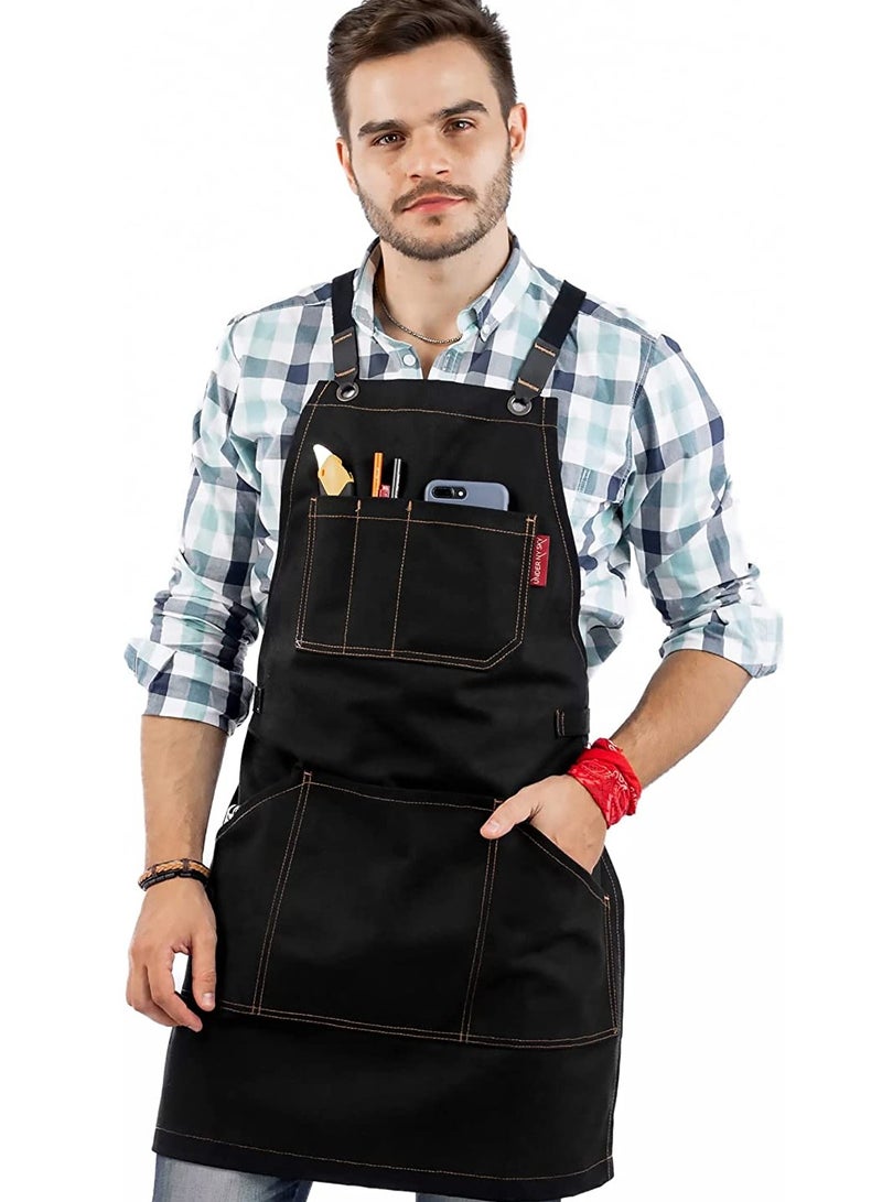 Excefore Tool Apron Canvas Heavy Duty Work with Pockets, Leather Reinforcement – Adjustable for Men, Women, Pro Mechanic, Welding, Woodwork, Blacksmith, Server Aprons - Image 1