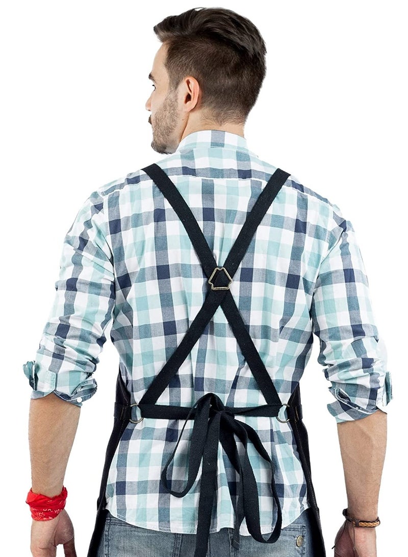 Excefore Tool Apron Canvas Heavy Duty Work with Pockets, Leather Reinforcement – Adjustable for Men, Women, Pro Mechanic, Welding, Woodwork, Blacksmith, Server Aprons - Image 5