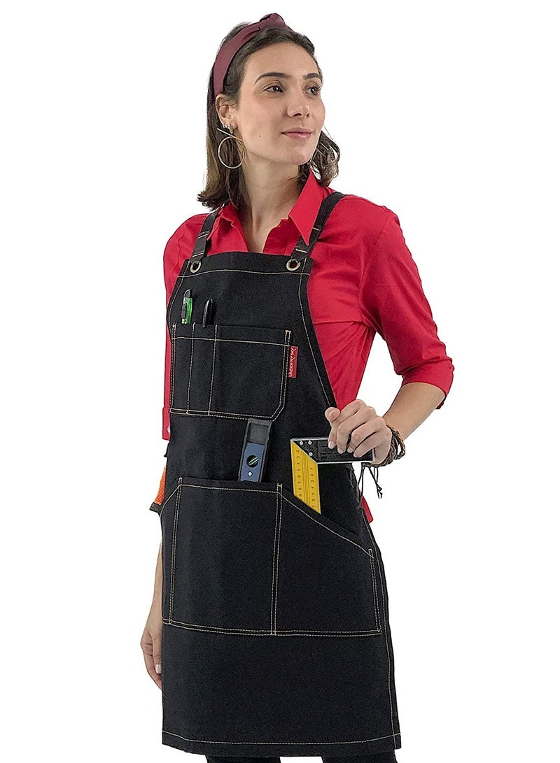 Excefore Tool Apron Canvas Heavy Duty Work with Pockets, Leather Reinforcement – Adjustable for Men, Women, Pro Mechanic, Welding, Woodwork, Blacksmith, Server Aprons - Image 2