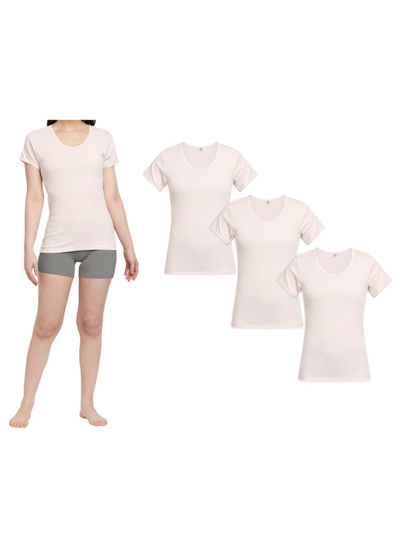 BYC GIRLS COTTON UNDERSHIRT (PACK OF 3) - PINK - Image 1