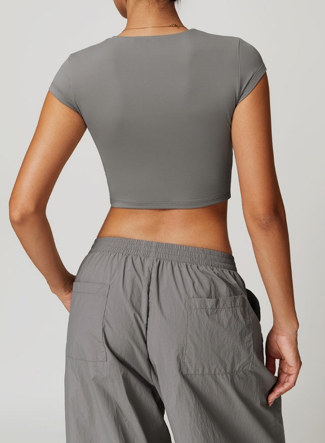 KAWN.YOGA Womens Crop Top Short Sleeves  - Image 2