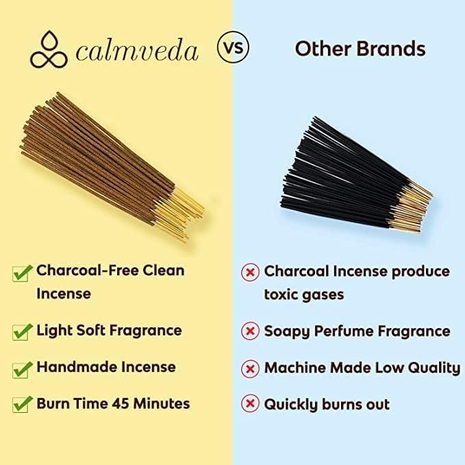 Calmveda Church Frankincense and Myrrh Incense - 80 Sticks, Charcoal Free, Handmade from Upcycled Flowers, Spiritual Healing Incense - Image 5