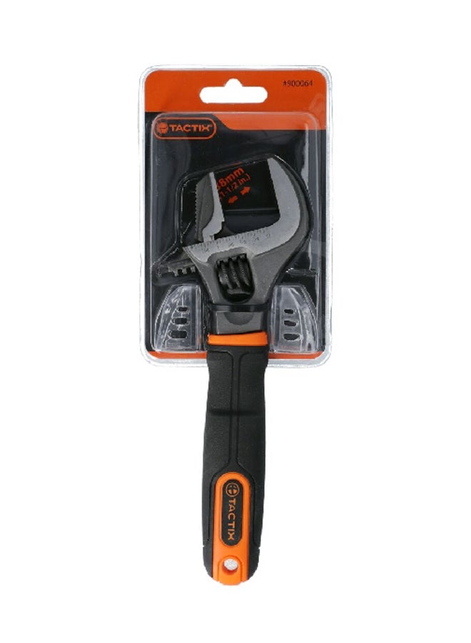 Tactix Wide Mouth Adjustable Wrench with Non-Slip Handle Black and Orange 8 Inch 900064  - Image 1