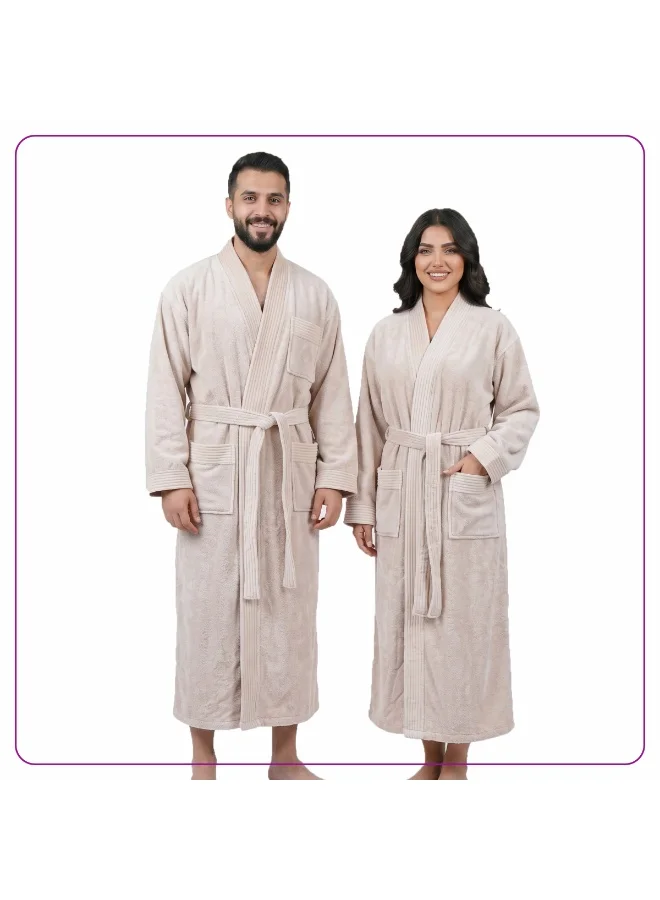 Donetella 1-Pcs Unisex  Bathrobe XXL Size - Kimono Collar, Highly Absorbent, Quick Dry, Soft Spa Robe with Belt & Pockets - Microfiber 330 GSM, Everyday Use