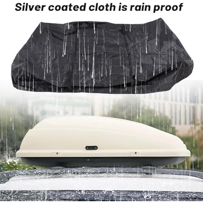 rayihni غطاء حمولات السقف للسيارة، قماش أكسفورد مطلي بالفضة 420D مقاوم للماء، أغطية حقائب السقف القابلة للطي للرحلات البرية والعطلات العائلية - Image 3