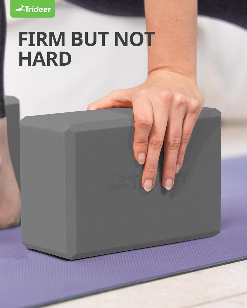 Trideer Trideer Yoga Blocks, Yoga Blocks 2 Pack, High Density EVA Foam Blocks, Supportive, Lightweight & Odor Resistant, Yoga Essentials for Yogi & Yogini, Yoga Accessories 9"x6"x3" (Gray)  - Image 3